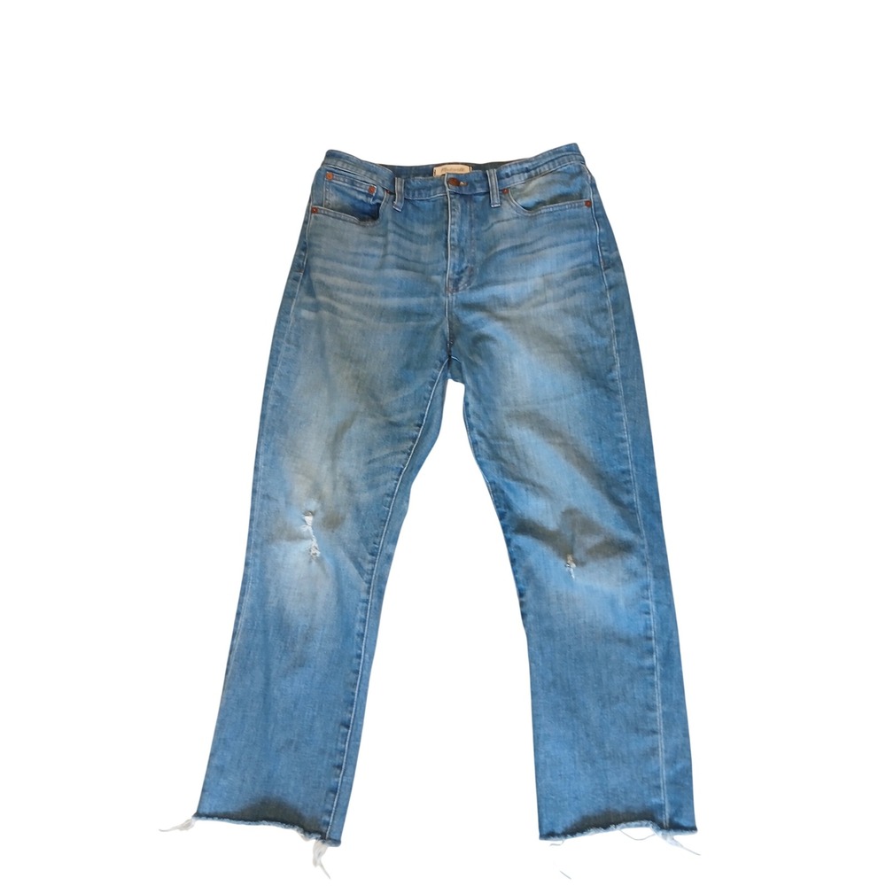 Madewell The‎ High Rise Slim Crop Boyjean Womens 28  Frayed Hem Jeans